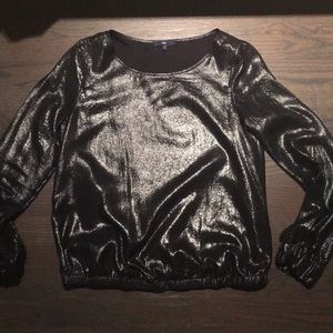 Fun silver top with sheer sleeves